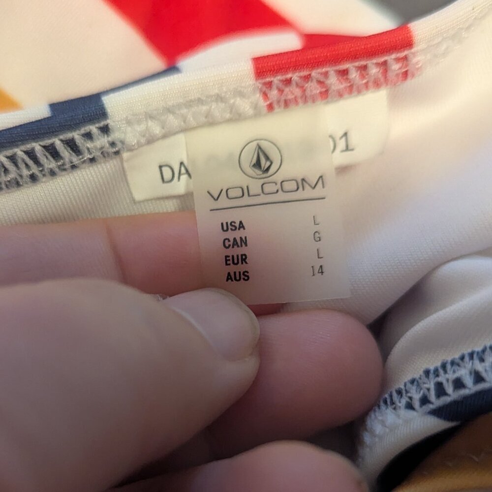 Volcom Multicolor Striped Bikini - Navy Red Teal Mustard White - Picture 6 of 8